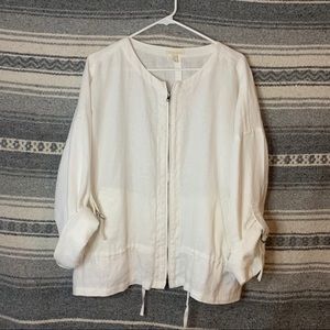Eileen Fisher Casual Linen Zip Up Jacket Large